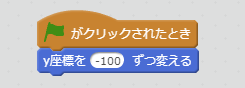 y座標-100へ移動ブロック例