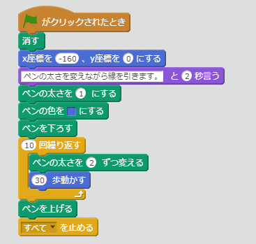 ペンの太さを1ずつ変える