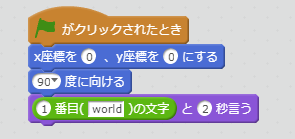 1番目の（world）の文字